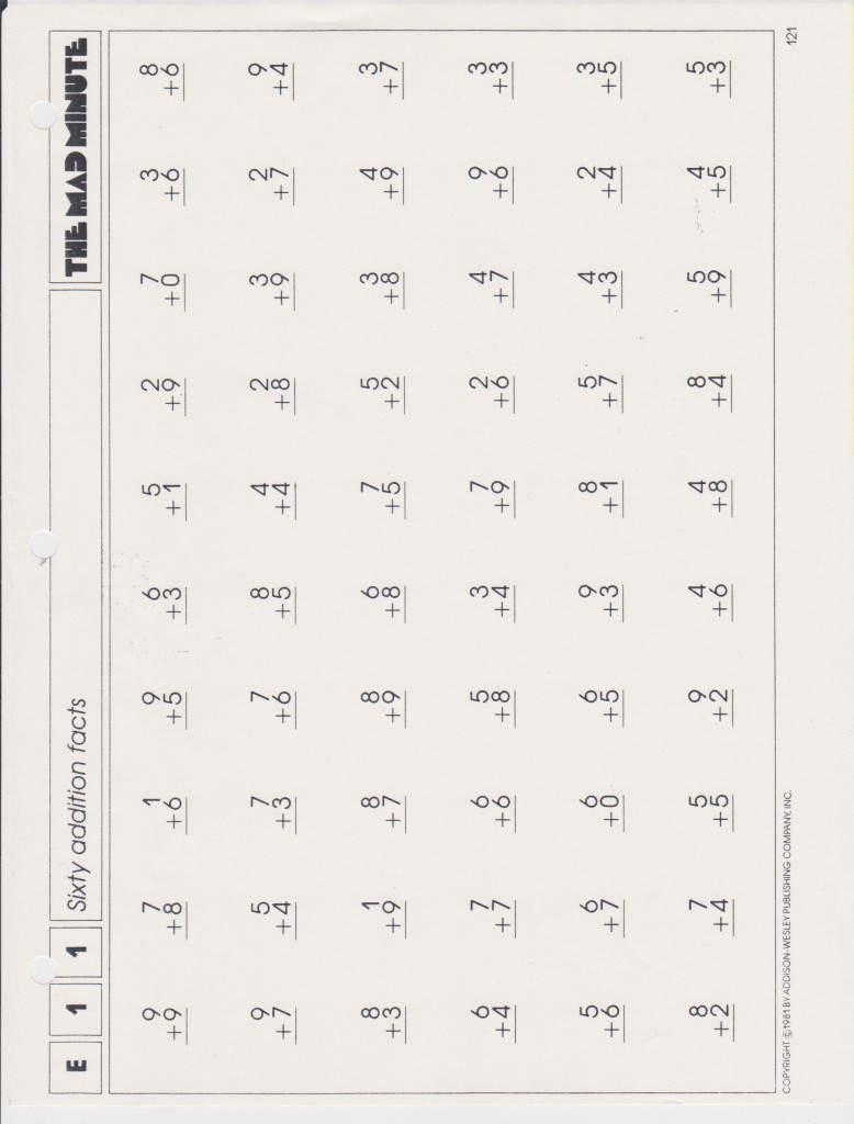 Printable Mad Minute Worksheets